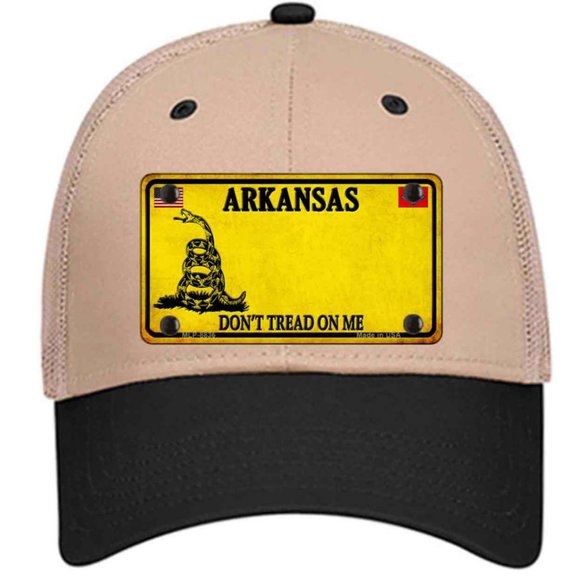 Arkansas Don't Tread on Me Metal on Trucker Mesh Snapback Hat - CUSTOMIZE  Khaki - Picture 1 of 2